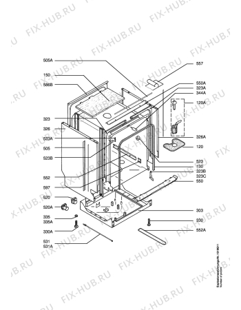 Взрыв-схема посудомоечной машины Husqvarna Electrolux QB531K - Схема узла Housing 001